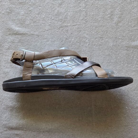 Olukai Sandals Womens 9 W Brown Bronze Upena Leather Strappy Toe Loop Adjustable - Picture 2 of 11